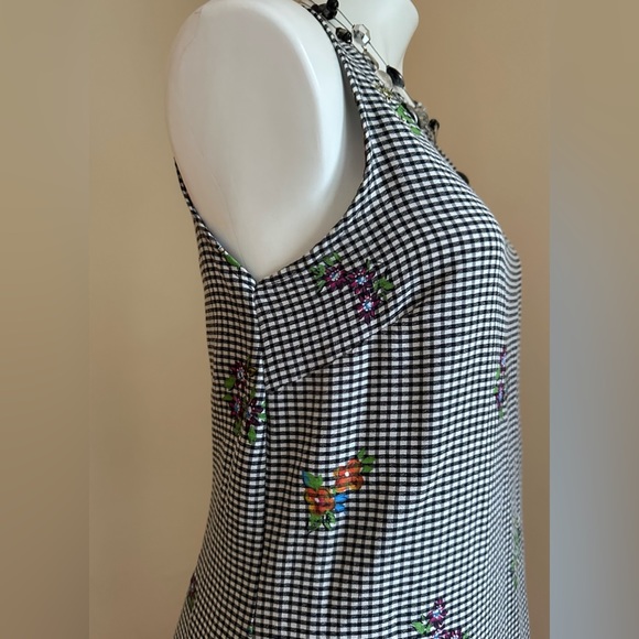 Giorgio Fiorlini Girls Black & White Checker Floral Design Summer Dress SZ 13/14 - Picture 4 of 12